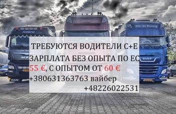 Работа для водителей С+Е на тент, реф, бочка и контейнер, Одесса