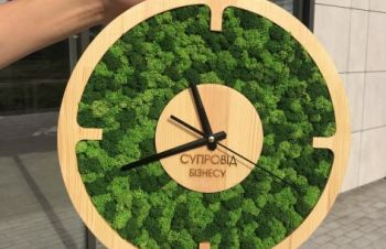 Настенные часы со стабилизированым мхом 30 см MiNature Moss, Ровно