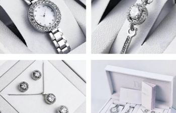 Комплект женских украшений Dior, часы, браслет, серьги, кольцо, цепочка, Подарки, Киев