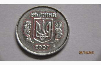 Брак монеты 1 копійка 2007г, Киев