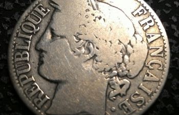 Франция 1 франк 1872 год Серебро 835, вес 5 гр, Ковель