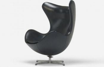 Дизайнерське м'яке крісло Егг (EGG), шкірозаміник, колір чорний, Днепр