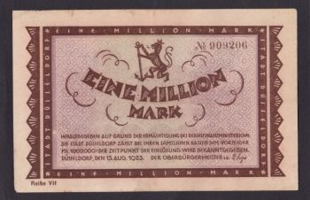 1 000 000 марок 1923г. 909206. Дюссельдорф. Германия, Бровары