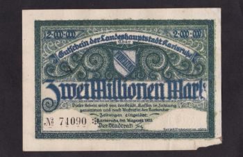 2 000 000 марок 1923г. 74090. Карлсруэ. Германия, Бровары