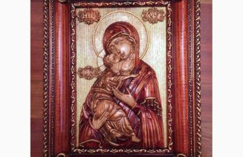 Икона деревянная резная Владимирской Божией Матери, Киев
