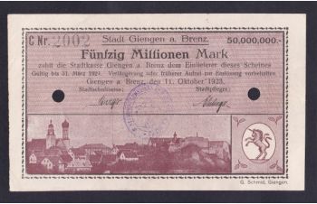 50 000 000 марок 1923г. C. 2002. Гинген-ан-дер-Бренц. Германия, Бровары