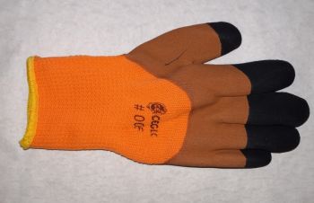 Продам рукавиці захистні утеплені синтетичні помаранчеві з подвійним латексним покриттям, Белая Церковь