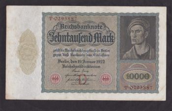 10 000 марок 1922г. (тип.1) Т0295887. Германия. (большой размер), Бровары