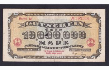 10 000 000 марок 1923г. M. 002516. Пирмасенс. Германия, Бровары