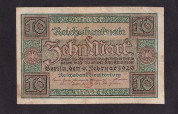 10 марок 1920г. W 1983009. Германия, Бровары