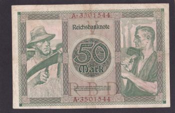 50 марок. 1920г. А. 3501544. Германия. Редкая, Бровары