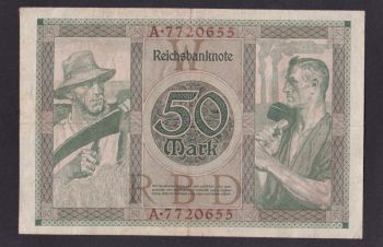 50 марок. 1920г. А. 7720655. Германия. Редкая, Бровары