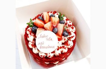 Бенто торт красный бархат на заказ Киев подарок на день Валентина 14 февраля