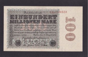 100 000 000 марок 1923г. 11p &mdash; 170559. Германия. Отличная в коллекцию, Бровары