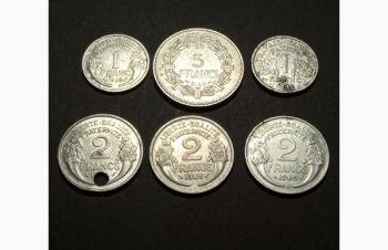 Підбірка Монет 1942-49р. Франції. 6 шт, Бровары