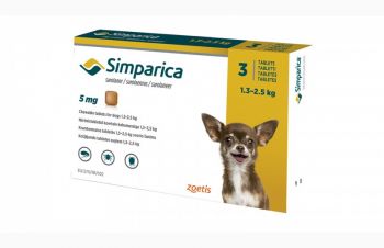 Simparica (Симпарика) 3 таблетки от блох и клещей для собак 5 мг / 1, 3-2, 5кг, Киев
