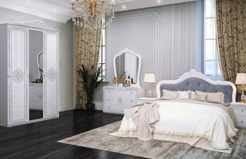 Классическая спальня Луиза белая с серебром, Киев
