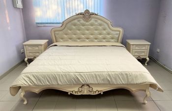 Дубове двоспальне ліжко Венеціано з каретною стяжкою від виробника, Киев