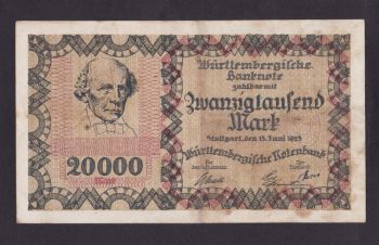 20 000 марок 1923г. 267800. Штутгарт. Германия, Бровары