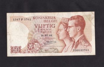 50 франков 1966г. 1347 Р 3761. Бельгия, Бровары