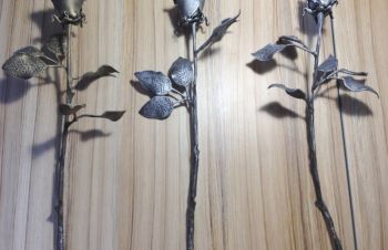 Роза кованая металлическая цветок кованный металл серебро золото 47/50, Киев
