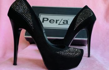 Туфли замшевые La Perla с камнями Swarovski черные 37р. Италия, Киев