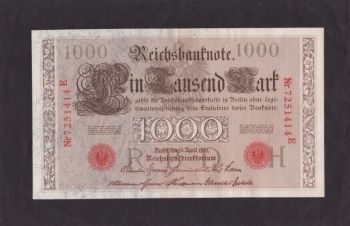 1000 марок 1910г. 7251414E. Красная печать. Германия, Бровары