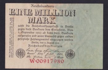 1 000 000 марок 1923 г. W 00917980. в/з листья. Германия, Бровары