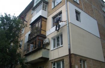Утепление фасада промышленный альпинизм, высотные работы недорого, Киев
