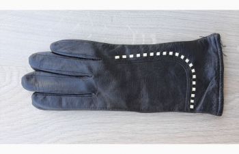 Женские черные демисезонные кожаные перчатки Romania_(4), Николаев