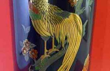 Винтажная китайская ваза кобальт с изображением жар птицы, Болград