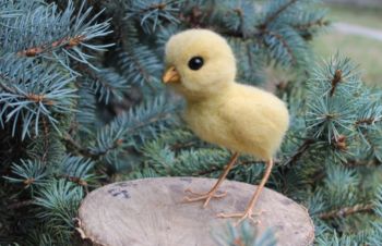 Цыпленок светлый игрушка валяная из шерсти ручной работы птица интерьерная іграшка курча, Одесса