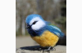 Лазоревка Синица птица игрушка интерьерная валяная из шерсти іграшка синиця пташка подарок, Одесса
