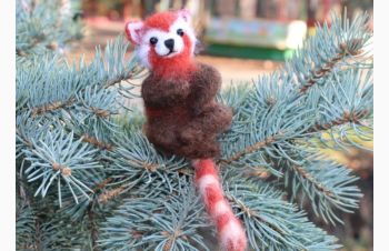 Красная Панда брошь игрушка валяная из шерсти ручной работы интерьерная подарок іграшка, Одесса