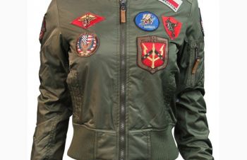 Жіночий бомбер Miss Top Gun MA-1 jacket with patches (оливковий), Львов