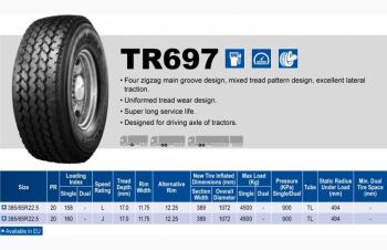 Шина 385/65R22.5 TR697 Triangle причіпна 20 160 J, Днепр