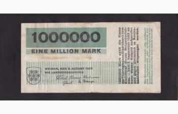 1 000 000 марок 1923г Тюрингия. С 41989. Германия, Бровары