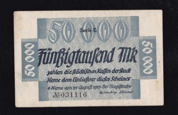 50 000 марок 1923г. Херне. Е 031116. Германия, Бровары