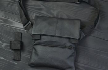 Тактическая кожаная сумка с кобурой, мужской мессенджер, барсетка &mdash; черный слинг, Запорожье