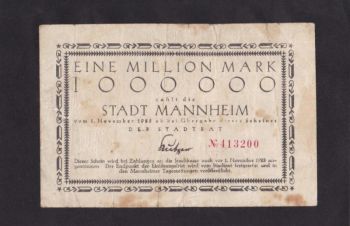 1 000 000 марок 1923г. 413200. Мангейм. Германия, Бровары