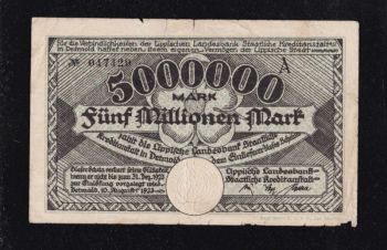 5 000 000 марок 1923 г. Липпише. 047429. Германия, Бровары