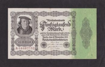 50 000 марок 1922г. А 1647752. Германия, Бровары