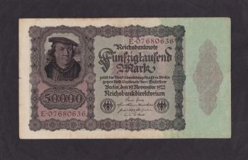 50 000 марок 1922г. Е-07680636. ( тип. 2.) Германия, Бровары