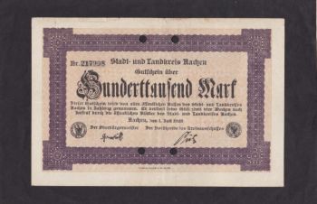 100 000 марок 1923г. Хаген. 217998. Германия, Бровары