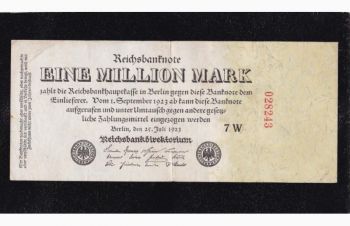 1 000 000 марок 1923г. 7W &mdash; 028243. Германия, Бровары