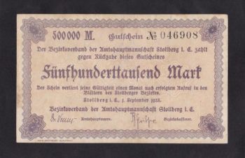 500 000 марок 1923г. 046908. Штольберг. Германия, Бровары