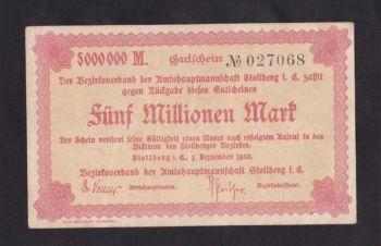 5 000 000 марок 1923г. 027068. Штольберг. Германия, Бровары