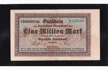 1 000 000 марок 1923г. 422580. Бавария. Мюнхен. Германия, Бровары