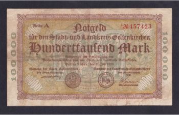 100 000 марок 1923г. A. 457423. Гельзенкирхен. Германия, Бровары