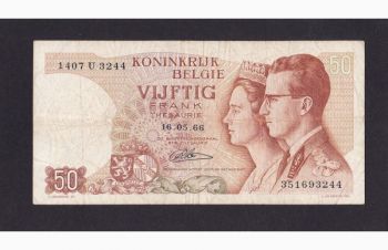 50 франков 1966г. 1407 U 3244. Бельгия, Бровары